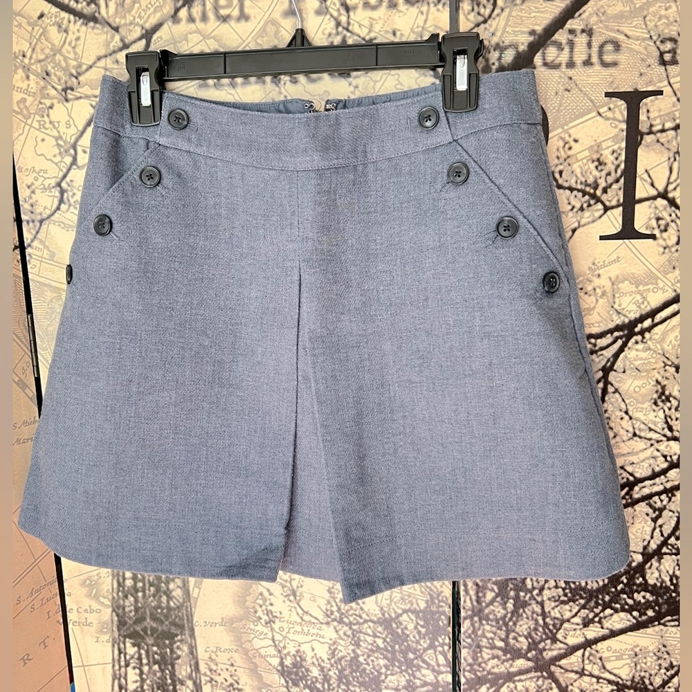 GAP skirt cotton blend weave miniskirt pleat buttons pockets a-line